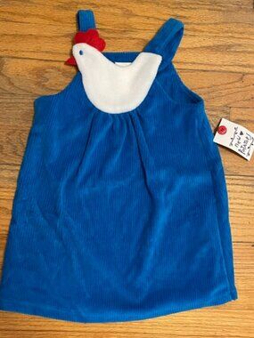 NEW POTATOES Blue CHICKEN Velour Dress 4T NWT